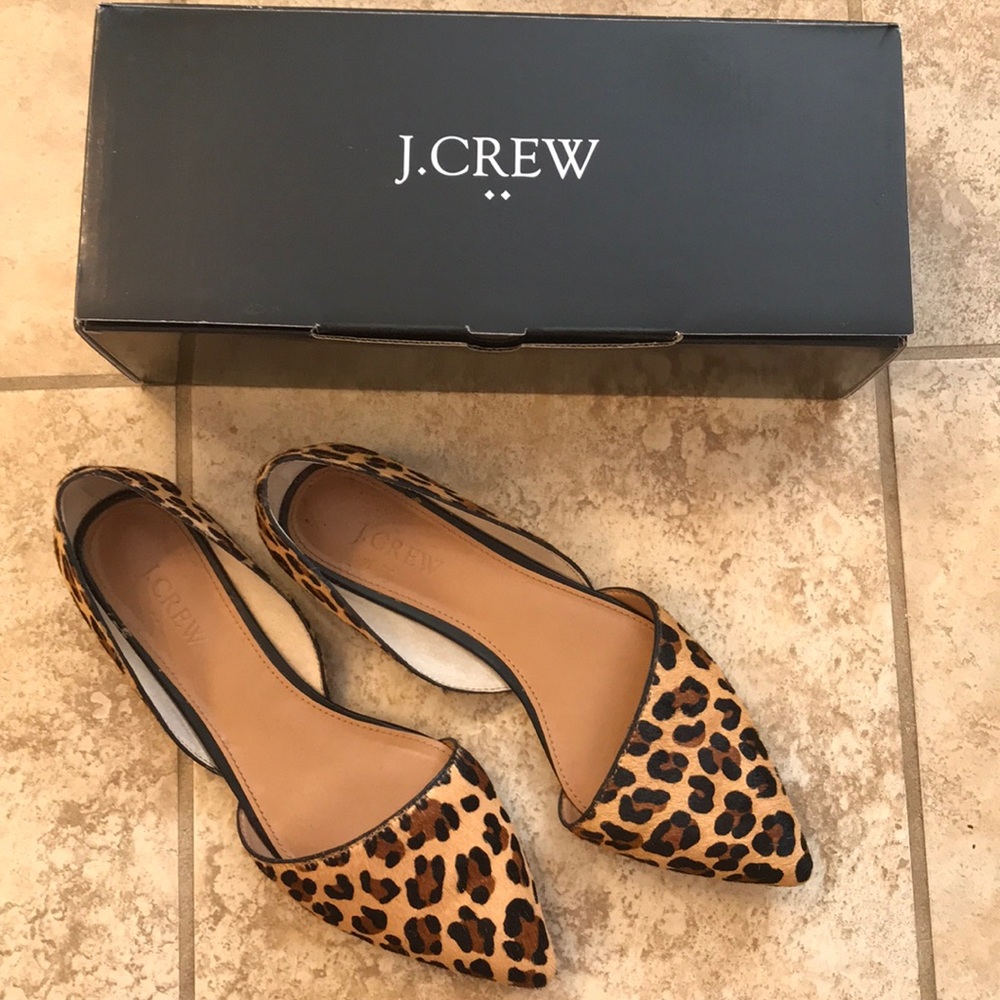 J Crew Leopard print Calf Hair Flats! Great shape!